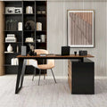 Modern L-Shaped Desk with Storage Cabinet & Drawers