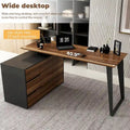 Modern L-Shaped Desk with Storage Cabinet & Drawers
