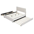 Queen/Full Size Linen Upholstered Platform Bed with 2 Storage Drawers and Trundle