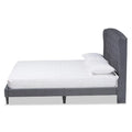 Joanna Modern Velvet Upholstered Platform Bed with Dark Brown Wood Finish