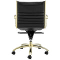 Dirk Black Low Back Office Chair with Matte Brushed Gold Base