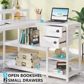 Contemporary L-Shaped Computer Desk with Drawer and Storage Shelf