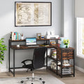 Contemporary L-Shaped Computer Desk with Drawer and Storage Shelf