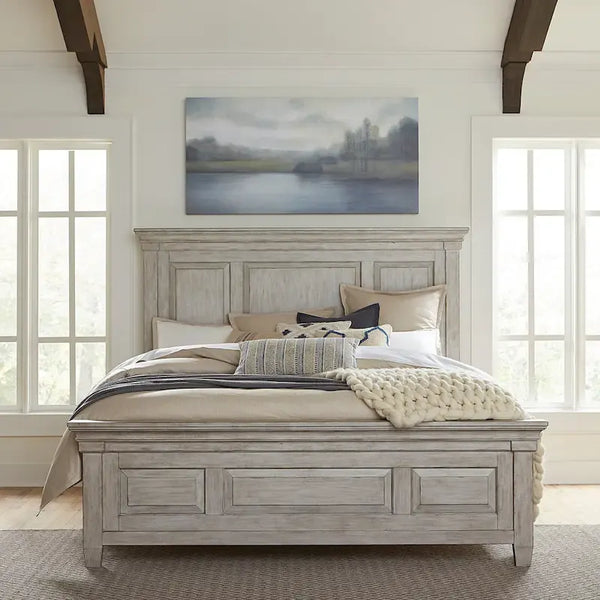King Panel Bed in Antique White from Heartland