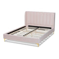 Bruce Glam Velvet Platform Bed in Silver Orchid