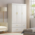Modern Wardrobe Armoire with Hanging Rod Shelves and Drawers