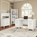 60-Inch Office Desk with Cabinet and 5-Shelf Bookcase