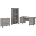60-Inch Office Desk with Cabinet and 5-Shelf Bookcase