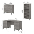 60-Inch Office Desk with Cabinet and 5-Shelf Bookcase