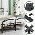 Sturdy 18-Inch High Steel Tube Iron Bed with Double Wave Headboard and Footboard