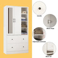 Modern Wardrobe Armoire with Mirror Door Drawers and Shelves