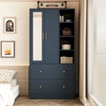 Modern Wardrobe Armoire with Mirror Door Drawers and Shelves