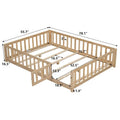 Kids' Full-Size Wooden Floor Bed with Fence and Door