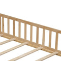 Kids' Full-Size Wooden Floor Bed with Fence and Door