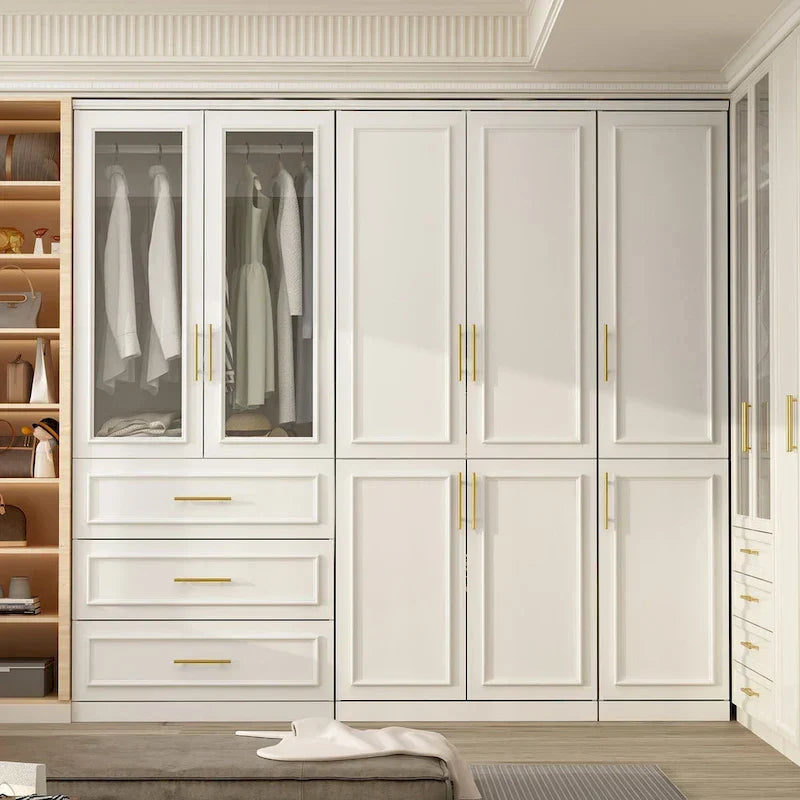 74.8-Inch Tall Large Modular Wardrobe Closet with Glass Doors
