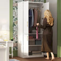 74.8-Inch Tall Large Modular Wardrobe Closet with Glass Doors