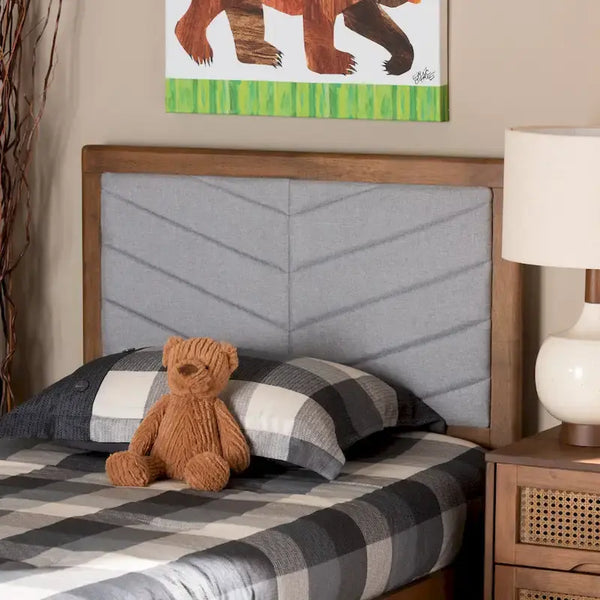 Iden Twin Headboard in Grey - Modern and Contemporary Fabric and Wood Design