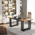 70.9" Contemporary White Executive Desk with Gold Metal Frame