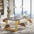70.9" Contemporary White Executive Desk with Gold Metal Frame
