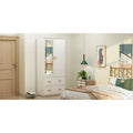 Modern Wardrobe Armoire with Mirror Door Hanging Rod and Drawers