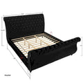 Gracewood Hollow Trivedi Black Velvet Sleigh Bed with Crystal Button Tufting