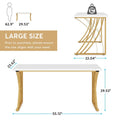 Contemporary 55-Inch Gold and White Computer Desk - Versatile Dining, Vanity, and Conference Table with Elegant Gold Legs
