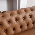 Brown Faux Leather Classic Chesterfield Sofa