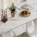 0.47-Inch Thick Sintered Stone Composite Dining Table with Tempered Glass Top and Stainless Steel Base