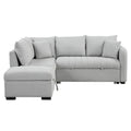 82.6" L-Shaped Sectional Sofa Bed with Pull-Out Feature, USB Ports, Power Sockets, and Movable Storage Ottoman - Bei