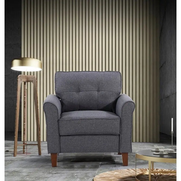 Kouchouk 32.9-Inch Wide Tufted Linen Armchair