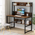 Home Office Computer Desk with Hutch and Shelving for Study