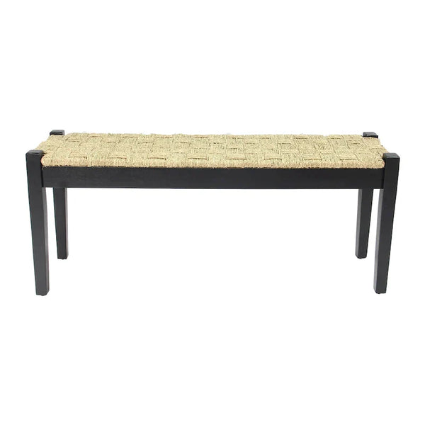M4H Shambles Solid Wood Indoor Bench with Natural Seagrass