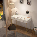 Modern Computer Desk with 2 Drawers - Stylish Study Writing Table with Storage for Home Office