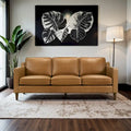 Cognac Tan Genuine Leather Mid-Century Modern Couches by Madeline