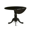 East West Furniture Round Kitchen Table Set - Black Wire-Brushed Finish with Blue Linen Chairs (Multiple Piece Options)