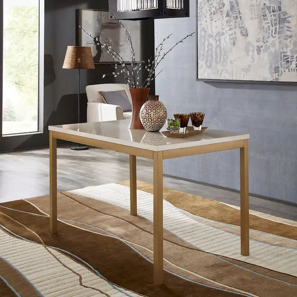 iNSPIRE Q Bold Darcy Gold Dining Table with Faux Marble Top
