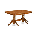 East West Furniture 9-Piece Saddle Brown Kitchen Dining Set - Rectangular Table with 8 Chairs (Various Seat Options)