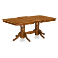 East West Furniture 9-Piece Saddle Brown Kitchen Dining Set - Rectangular Table with 8 Chairs (Various Seat Options)