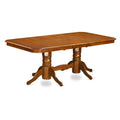 East West Furniture 9-Piece Saddle Brown Kitchen Dining Set - Rectangular Table with 8 Chairs (Various Seat Options)