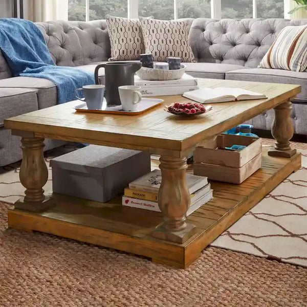 iNSPIRE Q Artisan Edmaire 55-Inch Light Natural Baluster Coffee Table