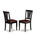 East West Furniture 7-Piece Round Dining Set - Black & Cherry Kitchen Table with 6 Chairs (Seat Options Available)