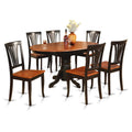 East West Furniture 7-Piece Round Dining Set - Black & Cherry Kitchen Table with 6 Chairs (Seat Options Available)