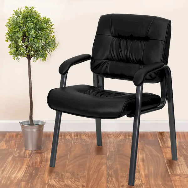 LeatherSoft Executive Lounge Chair with Titanium Gray Frame for Reception Areas