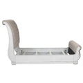Antique White King Sleigh Bed with Upholstered Design from Magnolia Manor