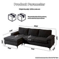HOOOWOOO Reversible Corduroy Chaise Sofa with Wide Armrests and Ottoman for Living Room