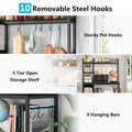 43-Inch Kitchen Bakers Rack with Microwave Stand - 5-Tier Utility Storage Shelf and 10 Hooks for Kitchen and Living Room