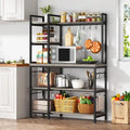 43-Inch Kitchen Bakers Rack with Microwave Stand - 5-Tier Utility Storage Shelf and 10 Hooks for Kitchen and Living Room
