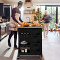 Kleio Solid Wood Kitchen Island Storage Cart with 3 Drawers - Rolling Serving Trolley