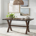 6-Piece Rustic Farmhouse Dining Set Table Chairs & Bench Walnut Finish