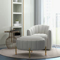 Swivel Accent Chair with Ottoman Set and Upholstered Cushion